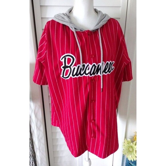 NFL Tampa Bay Buccaneers Football Button Down Short Sleeve Hooded Shirt Men XXL - Picture 8 of 10